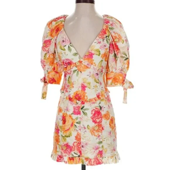 Floral Linen Dress - Picture 1 of 6